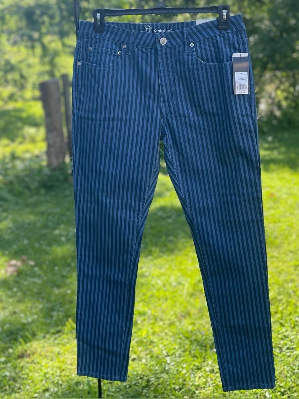 NWT Original Use Target Womens 34 Skinny Stretch Jeans Blue Stripe Streetwear